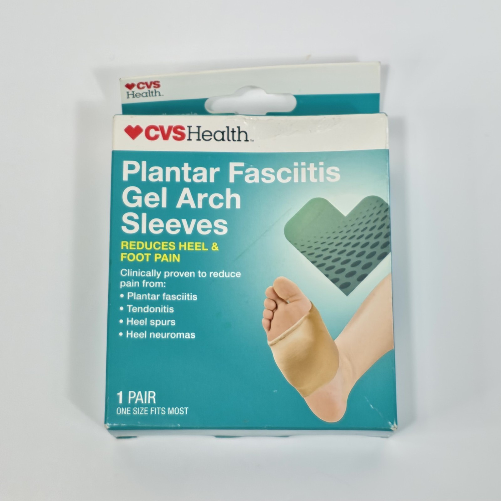CVS Health Plantar Fasciitis Gel Arch Sleeves Heel Foot Pain Relief 1 Pair
