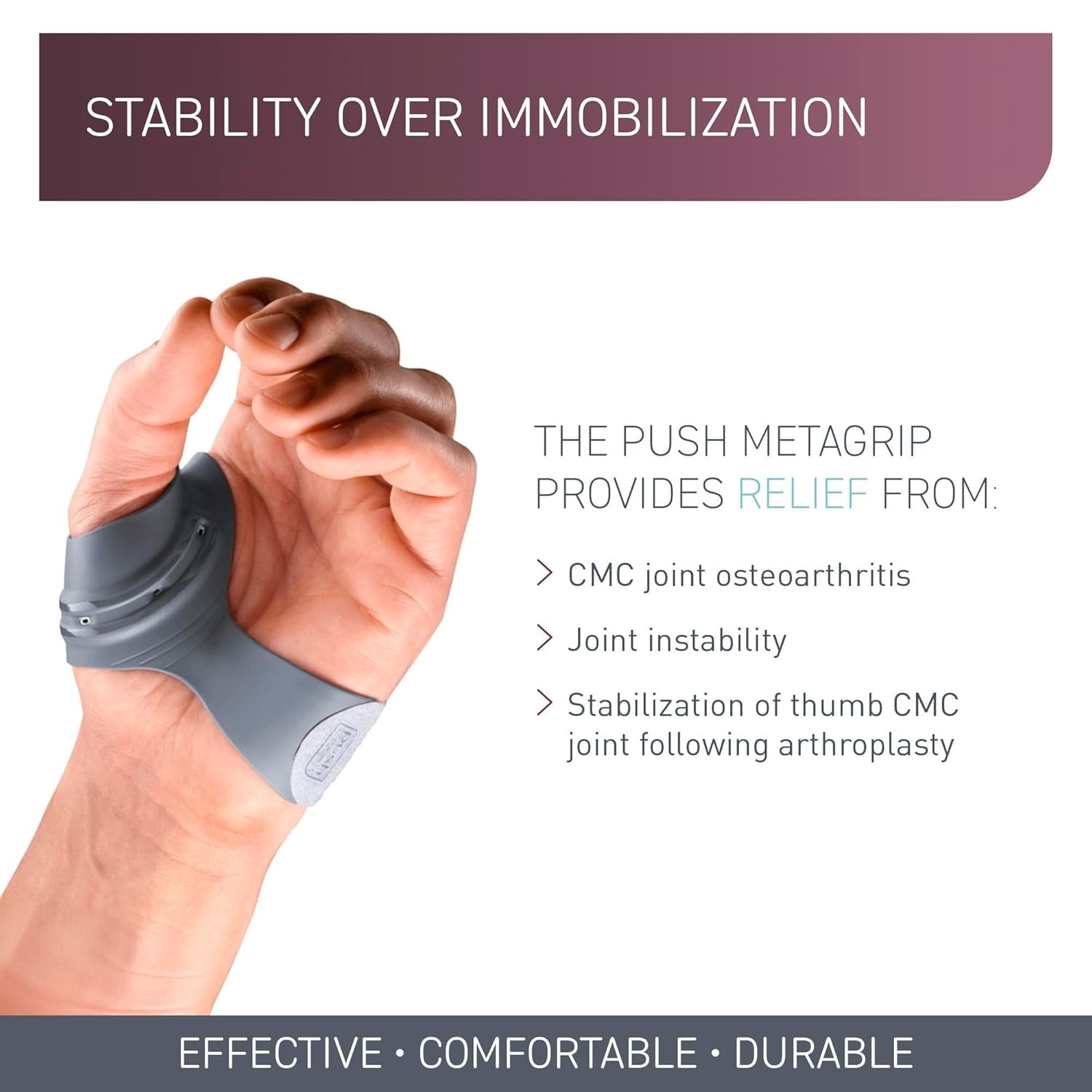 MetaGrip Thumb Brace for Arthritis Pain Relief – Medium Grey Left Hand