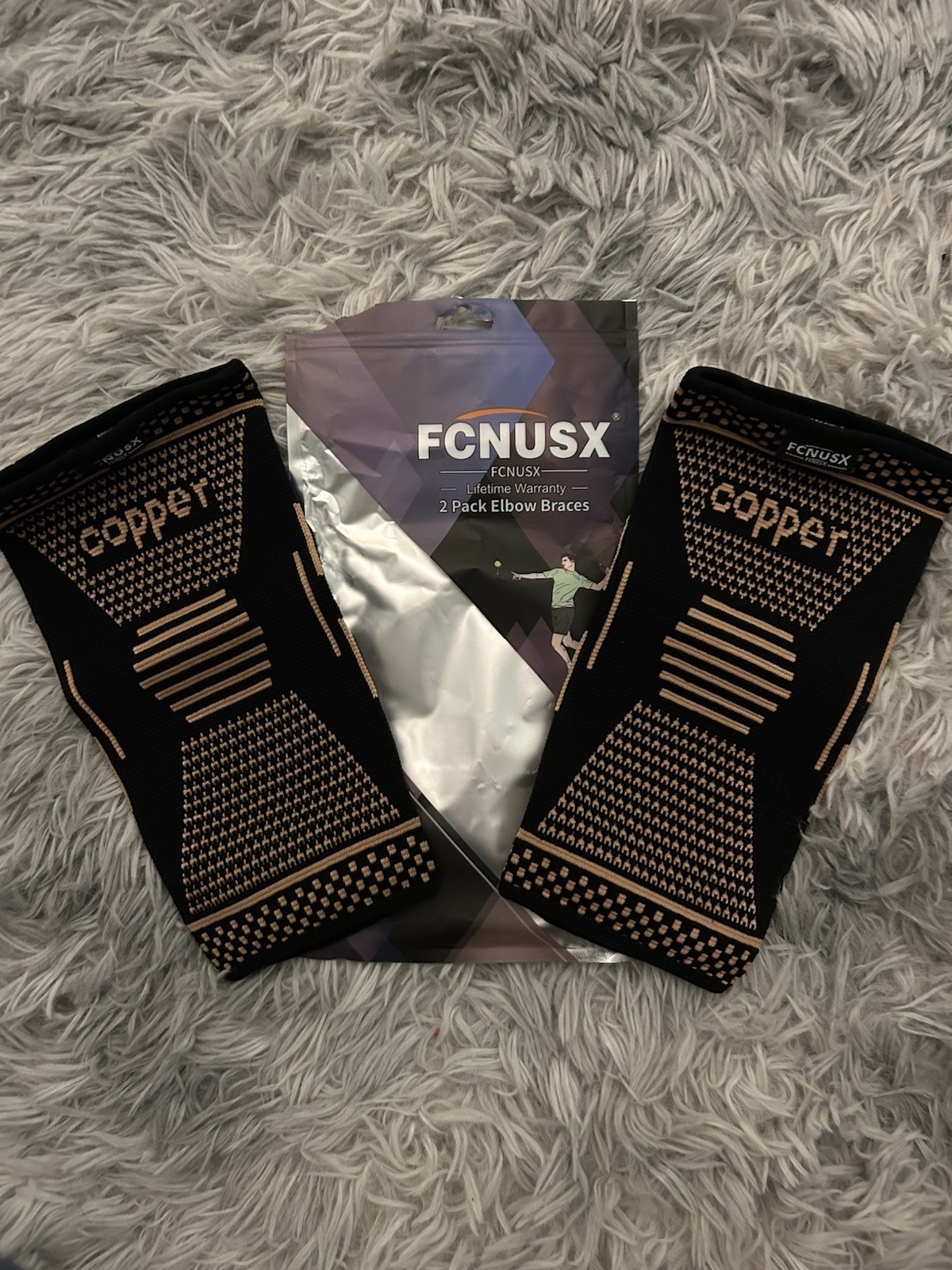 FCNUSX 2 Pack Elbow Braces Professional Protective Gear Pain Relief Black, Small