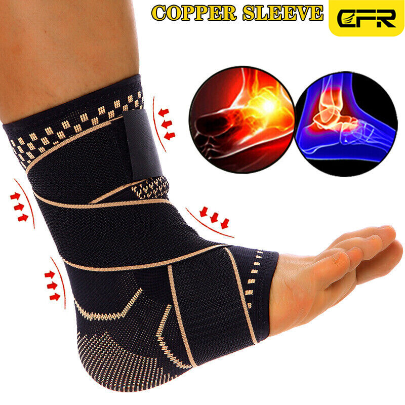 Copper Ankle Brace Support Compression Sleeve Foot Socks Fasciitis Pain Relief