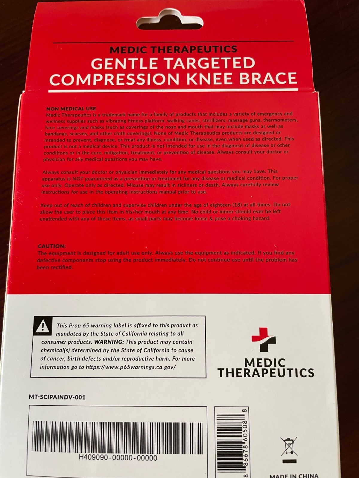 Medic Therapeutics Compression Knee Brace New in Box Gentle targeted one size