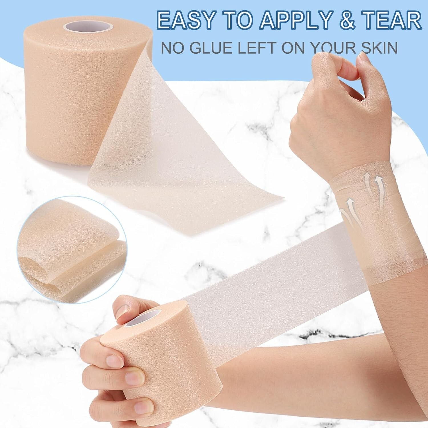 Elastic Pre-Wrap Athletic Tape for Versatile Body Support – Set of 5 Rolls