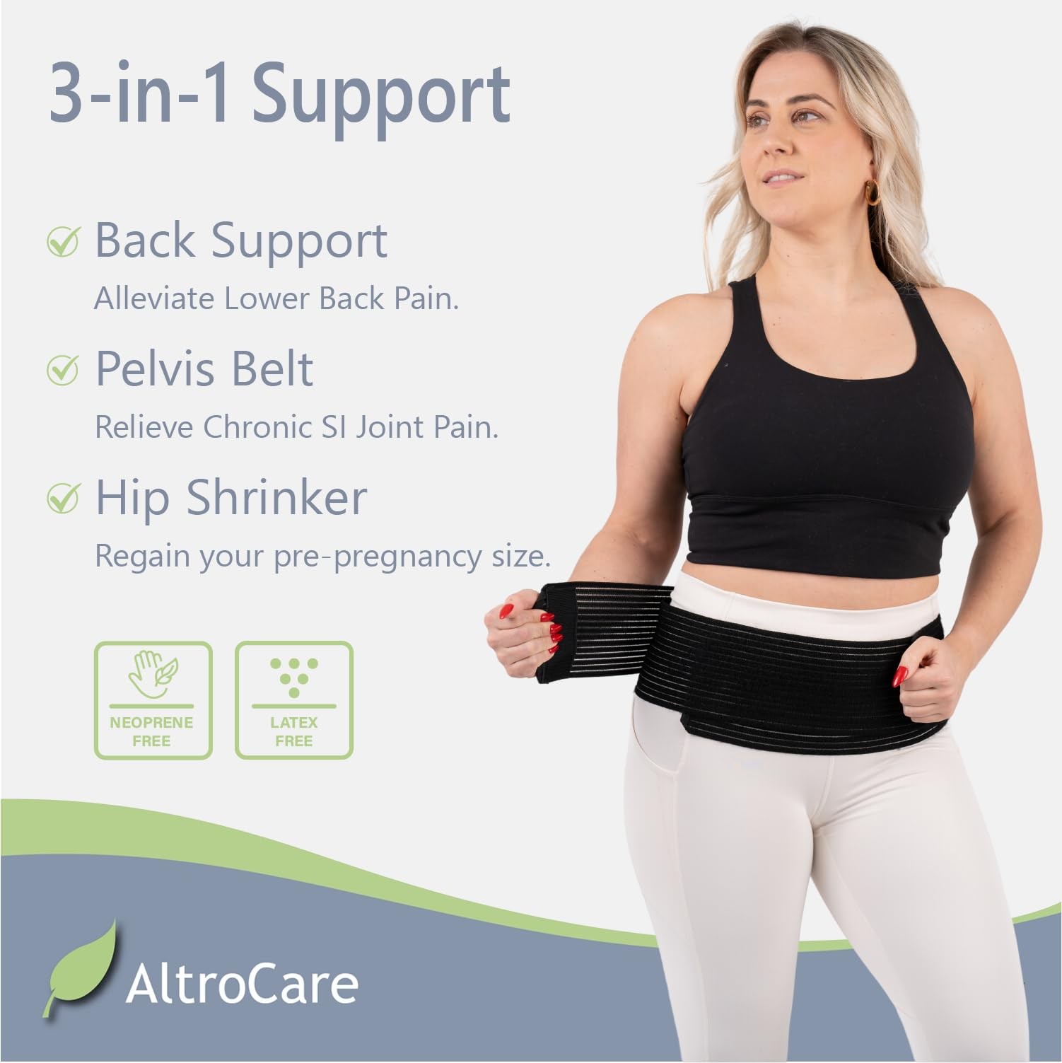 3-in-1 Sacroiliac Pelvis Belt, Postpartum Back Support & Hip Shrinker (Black,…