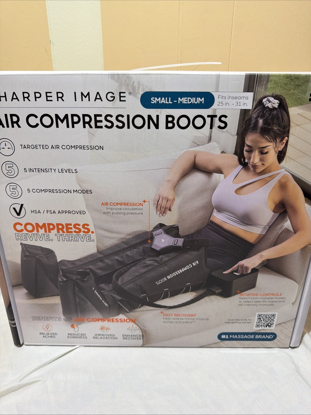 SHARPER IMAGE Air Compression Boots Small-Medium Muscle Massager. Black. New