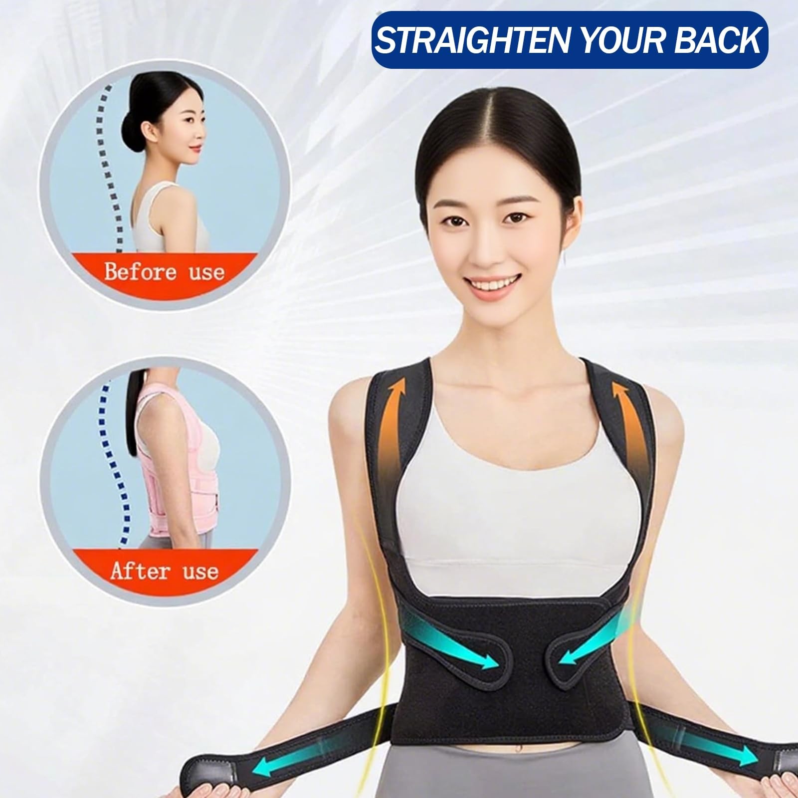 LAOGUATON Posture Corrector Back Support Brace, Adjustable Shoulder L, BLACK