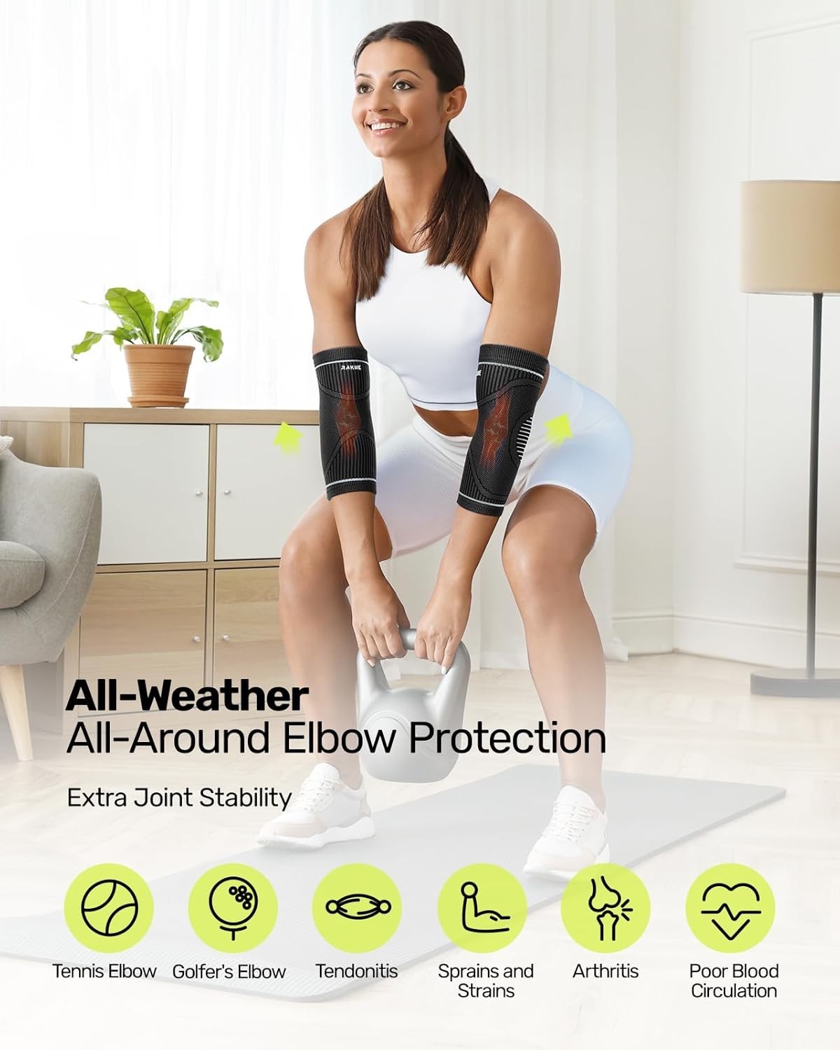 2 Pack Elbow Compression Braces – Ideal for Golf, Badminton, and Weightlifting