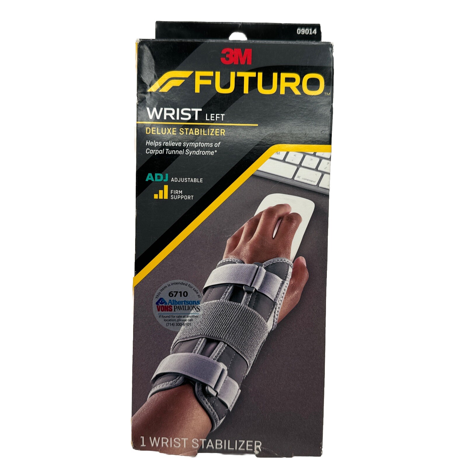3M Futuro Wrist Deluxe Stabilizer LEFT Hand Adjustable Sizing Firm Support 09014