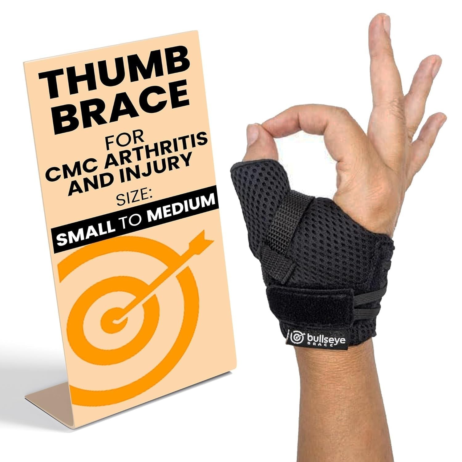 Bullseye Thumb Brace – Stabilizes Thumb CMC Joint to Relieve Pain due to A