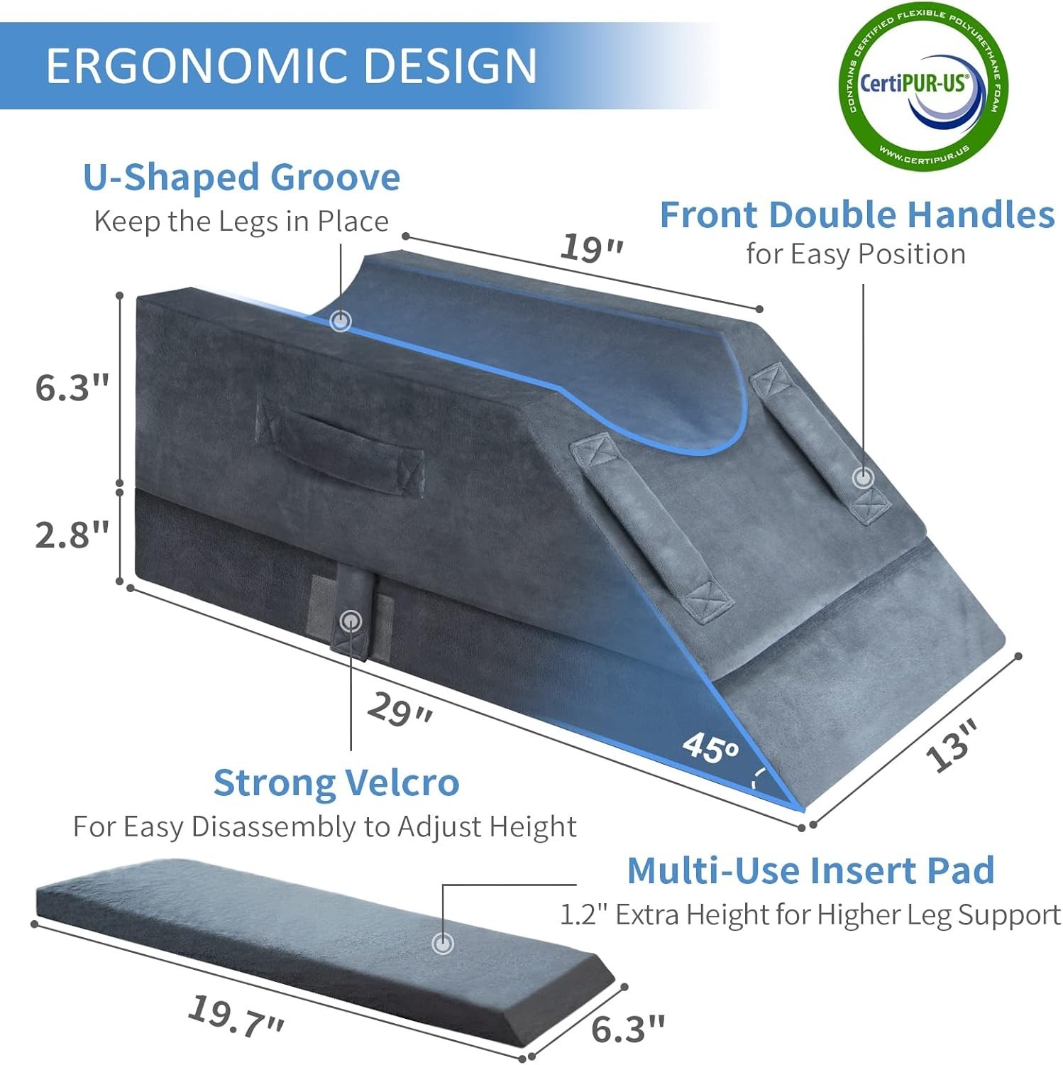 4-Height Adjustable Leg Elevation Pillows for After Surgery, Injuries, or Res…