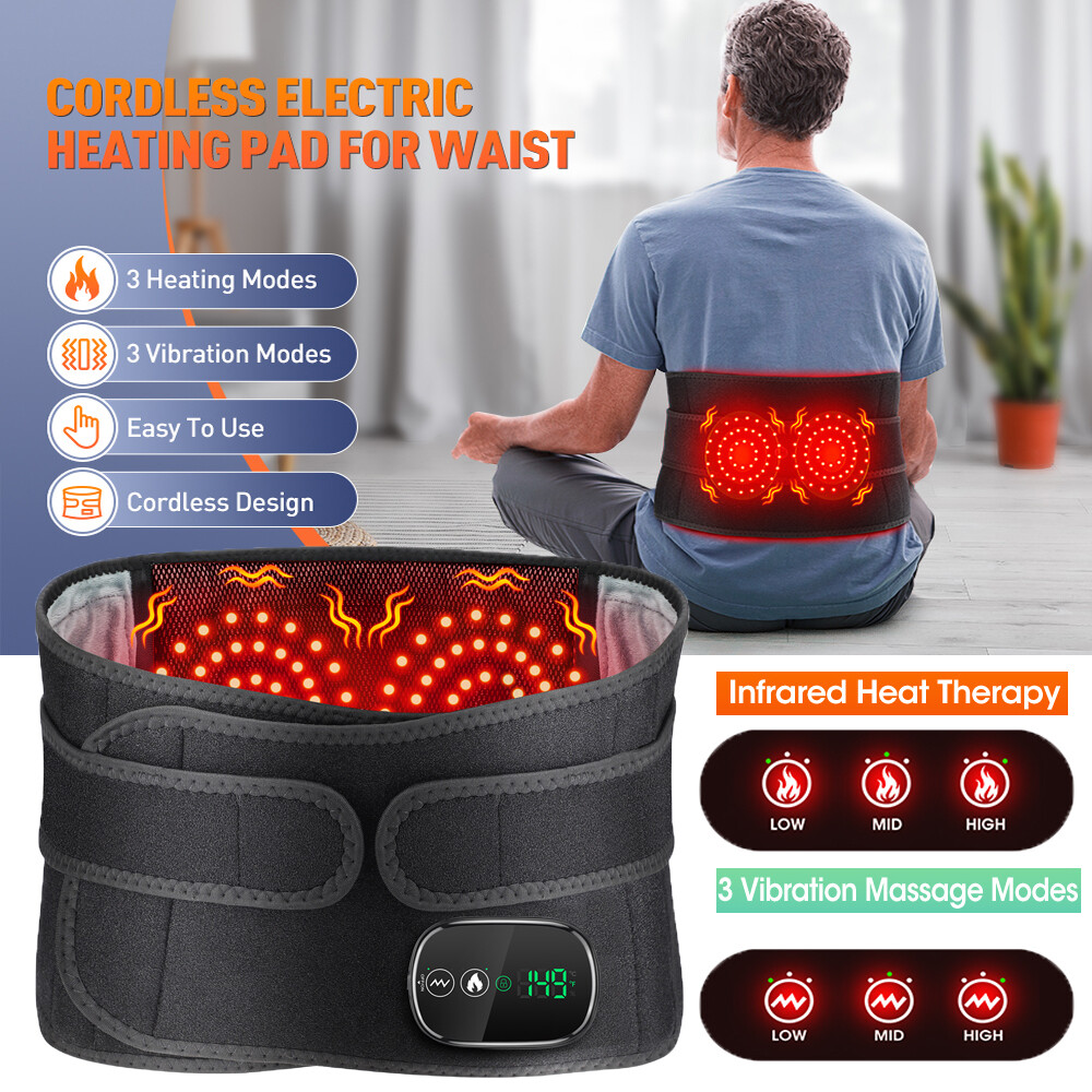 Red Light Therapy Massage Belt Electric Heated with Back Support Waist Vibration