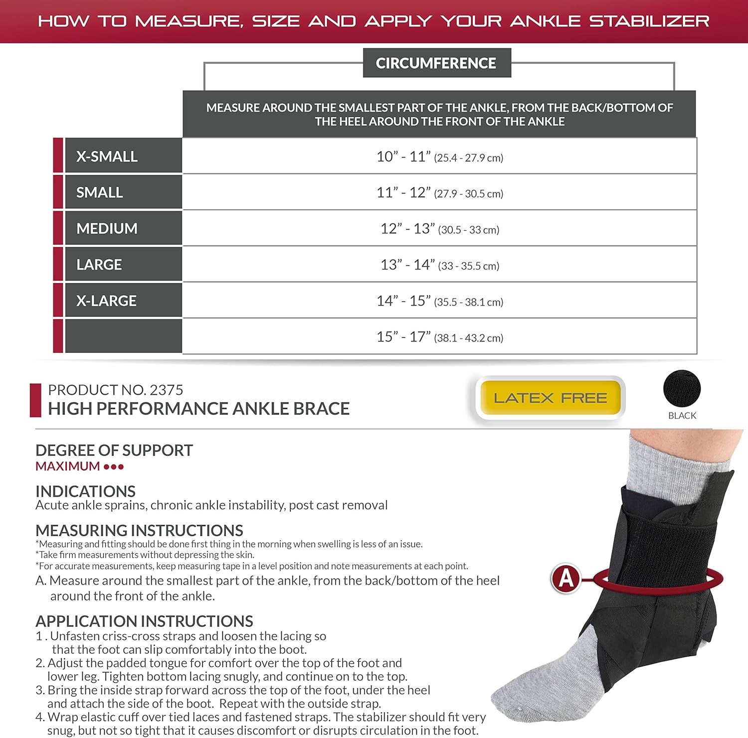 OTC Ankle Stabilizer, Exoskeleton Support, Heel Locking Straps, Small