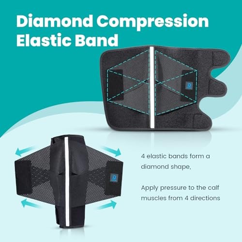 Calf Brace Compression Sleeve for Torn Calf Muscle fit Men & Women, L/XL Black
