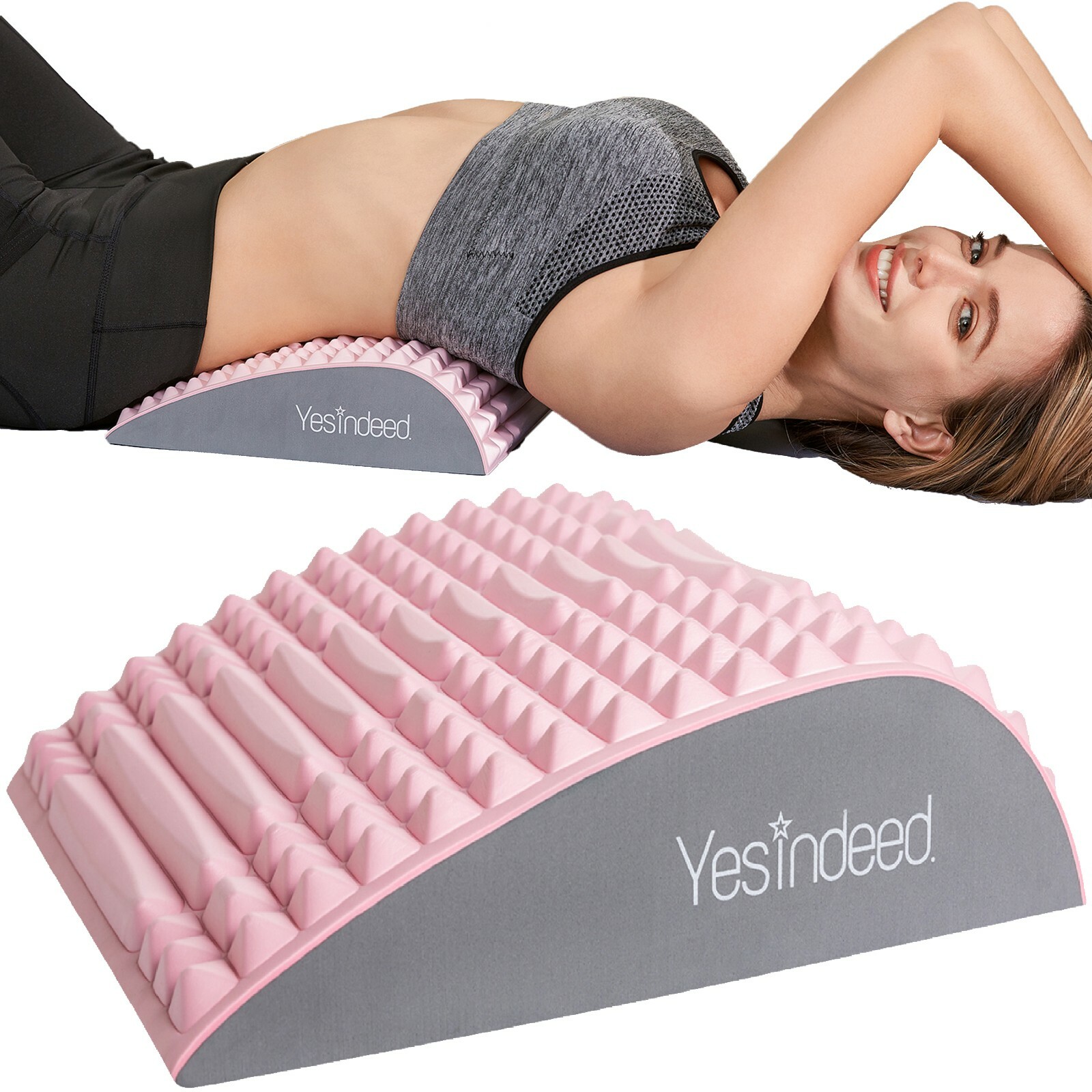 Back Stretcher Pillow – Back Pain Relief, Support for prolonged Sitting (Pink)