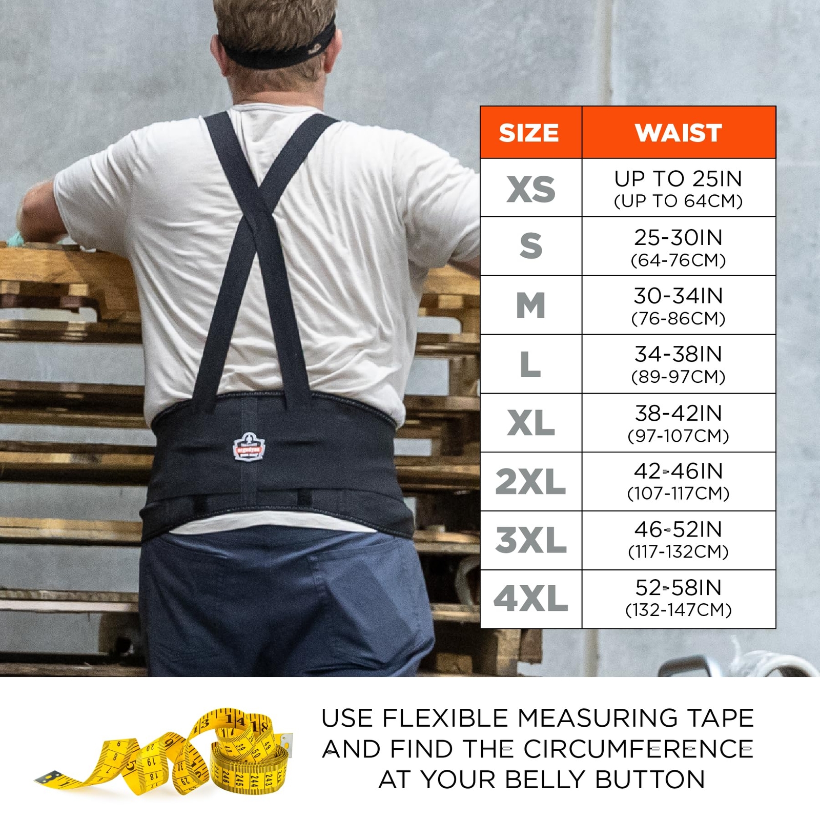 Ergodyne ProFlex 100 Elastic Back Support Brace with Adjustable Suspenders