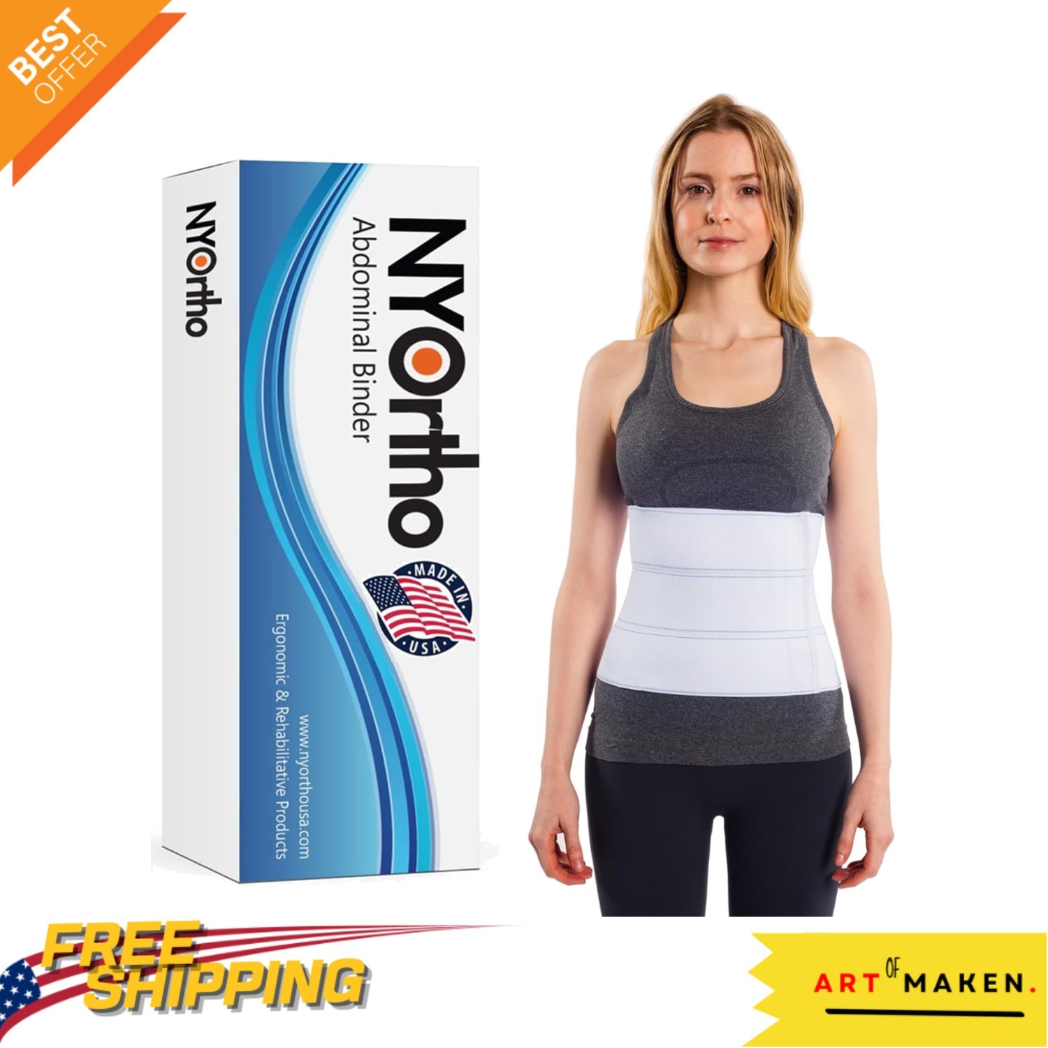 Breathable Abdominal Support Belt for Recovery – 45-60 Inch, 3 Panel Design