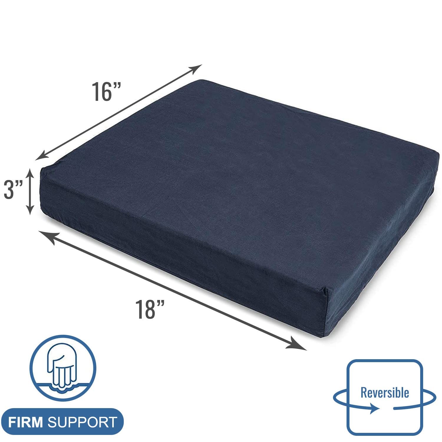 DMI Seat and Chair Cushion for Office Chairs, Wheelchairs, 3 inch thick, Blue