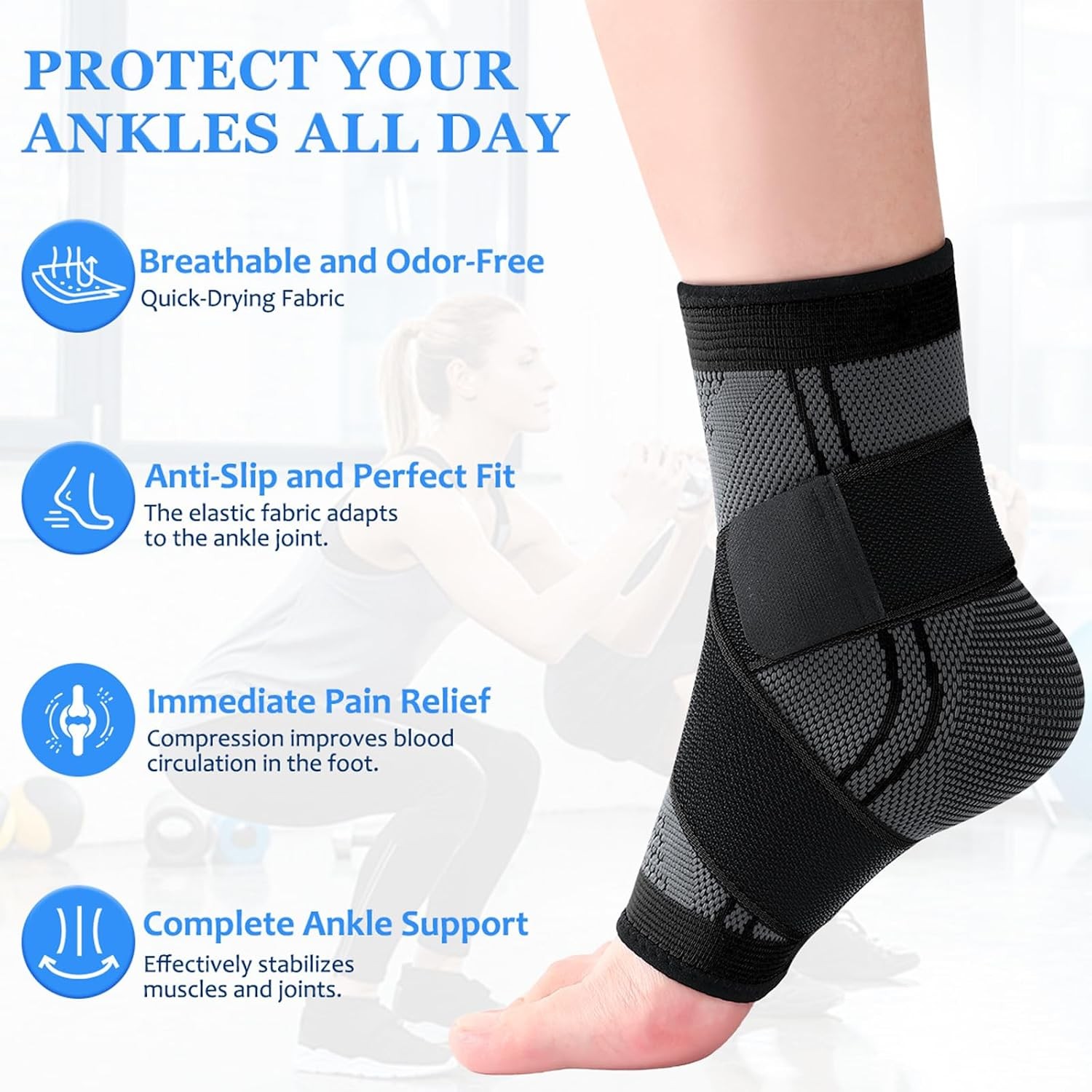 Ankle Support Brace Compression Sleeve Plantar Fasciitis Pain Relief Foot Wrap