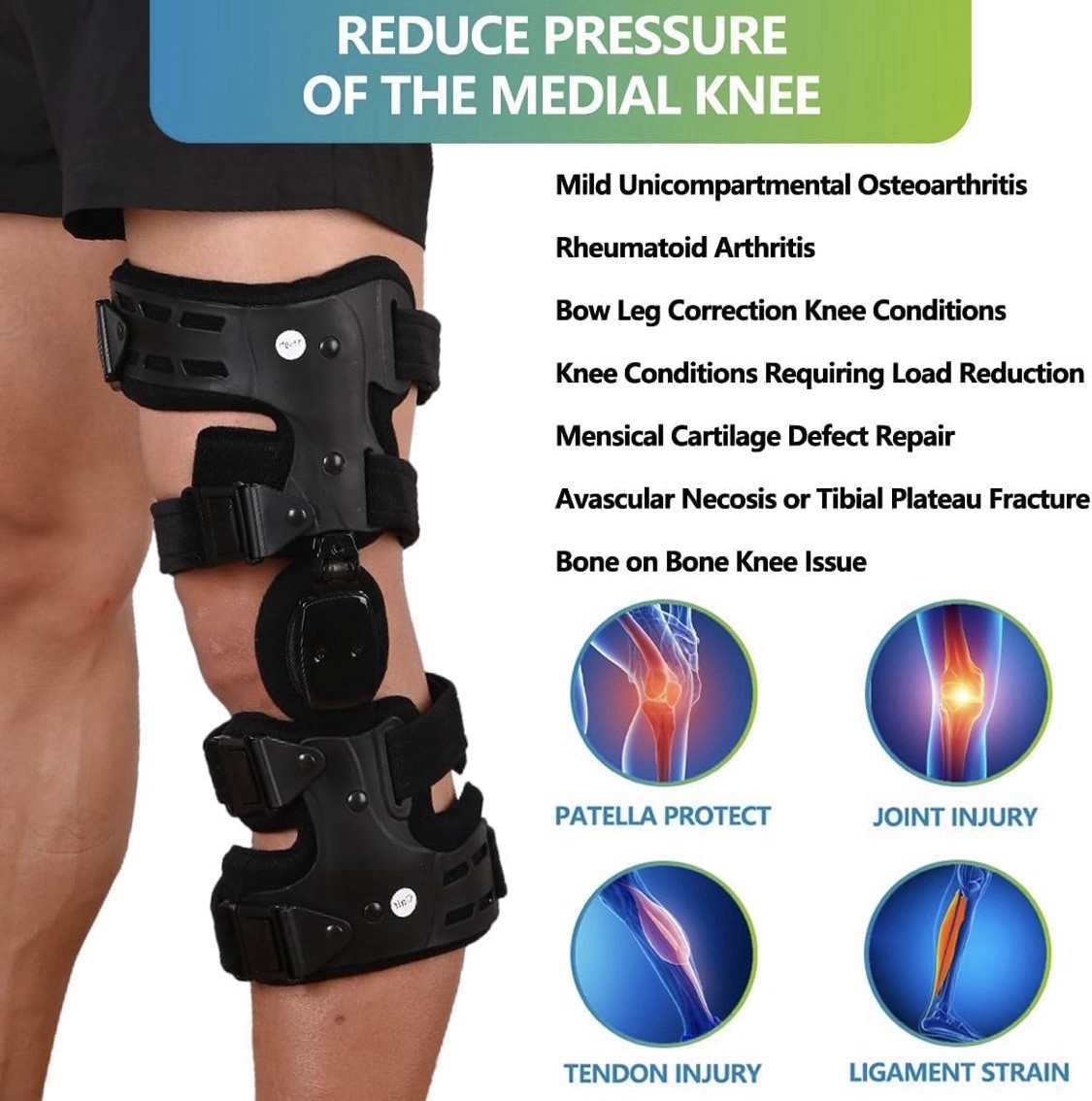 OA Unloader Knee Brace Right Adjustable ROM Osteoarthritis Support