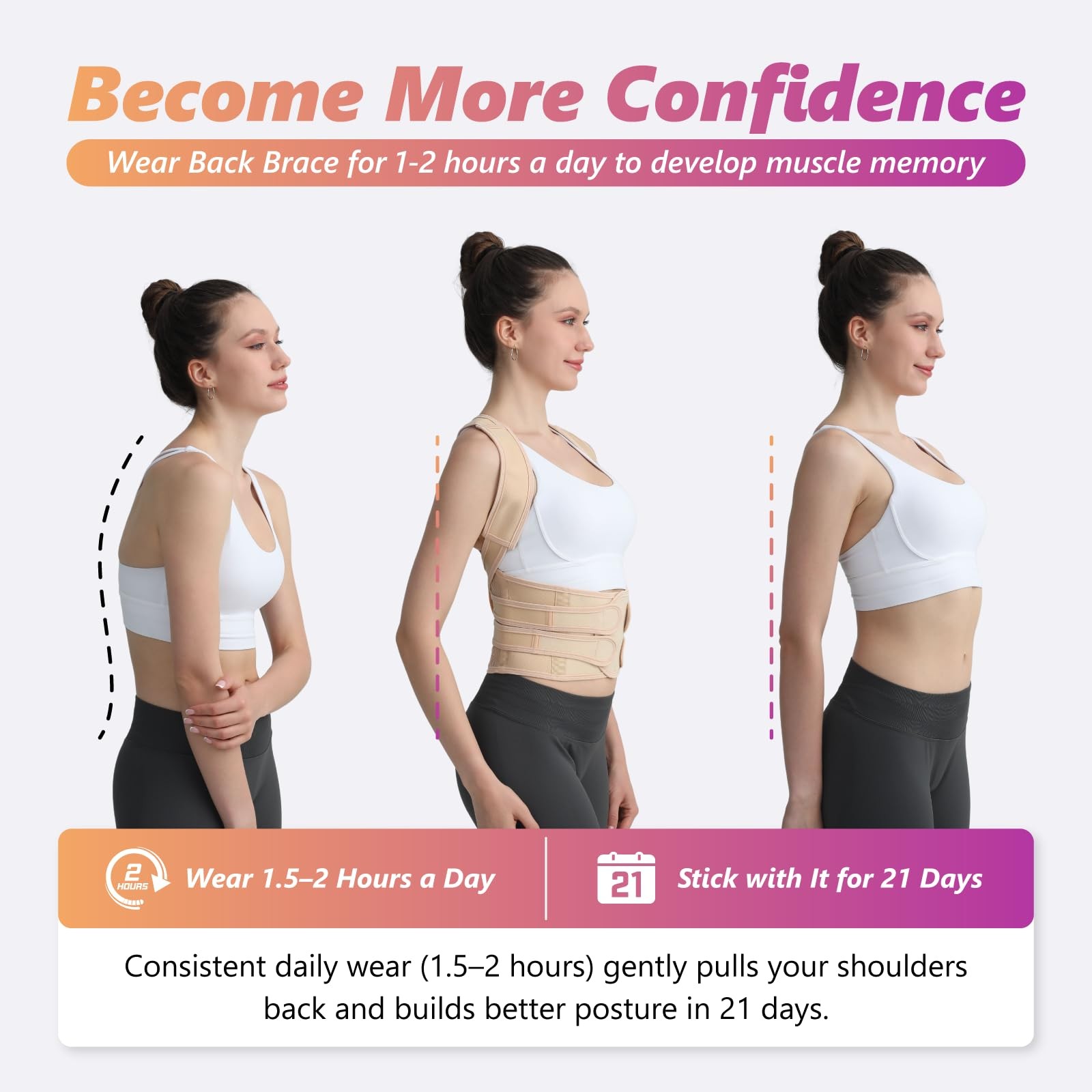 Posture Corrector for and Men, Adjustable Shoulder Straightener with Full Bac…