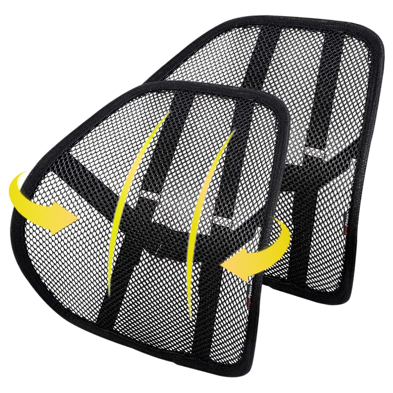 Car Seat Back Support 2 Pack Breathable Mesh Lumbar Cushion Ergonomic Chair