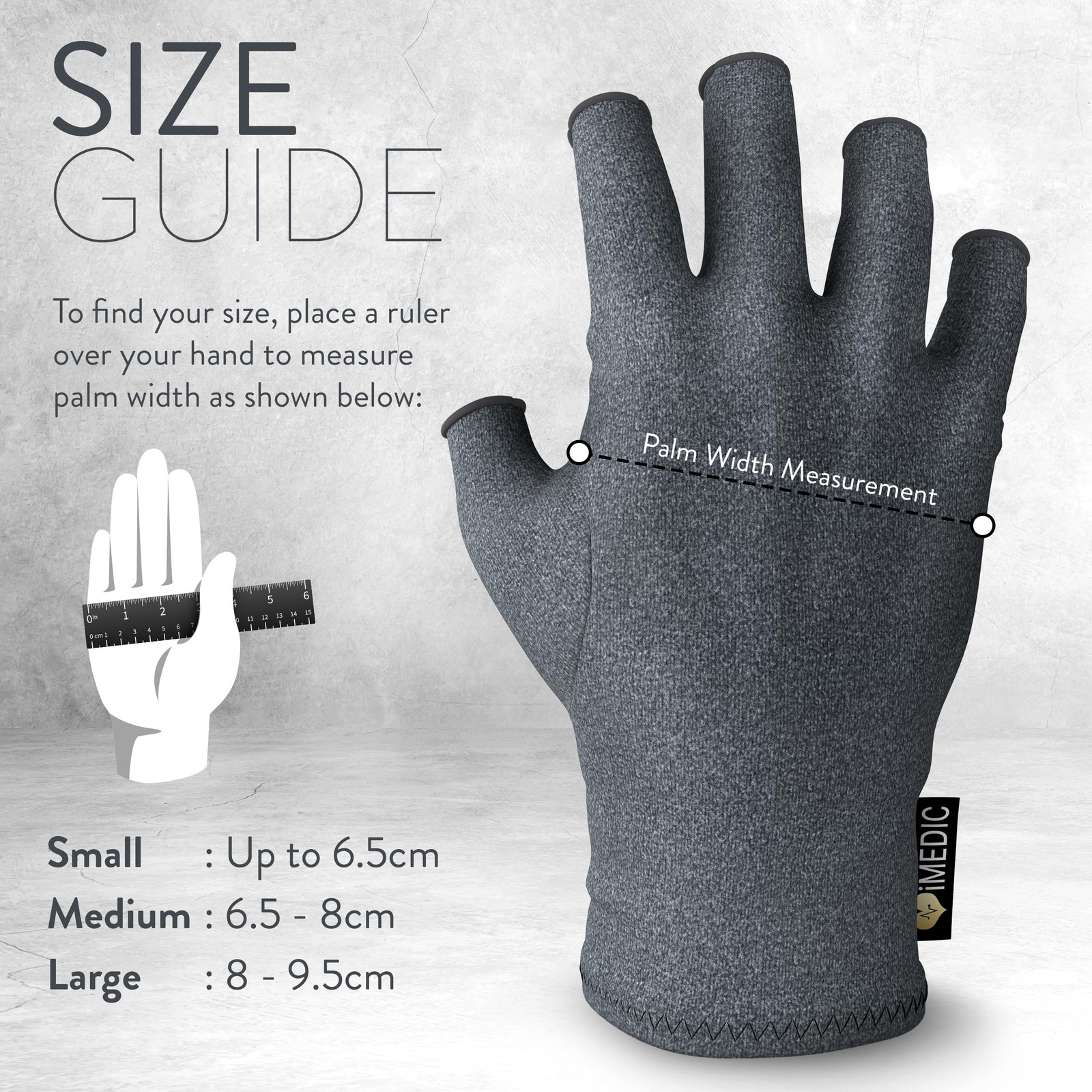 Medipaq Arthritis Gloves (Large) – Compression Small (1 Pair), Grey