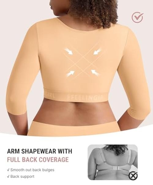 Arm Compression Sleeve Women Post Surgery Arm Shaper Bra | Medium Saddle Brown