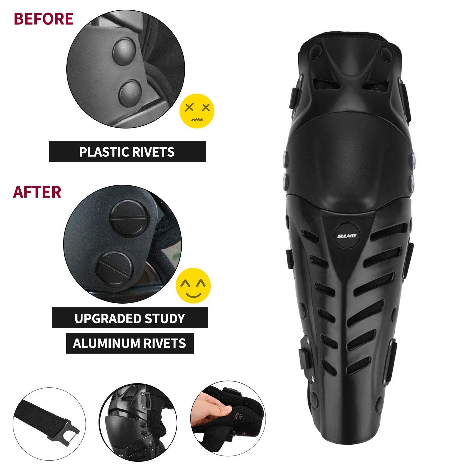 Gute Knee Pads, Black Adjustable Long Leg Sleeve Gear Crashproof Nonslip Prot…