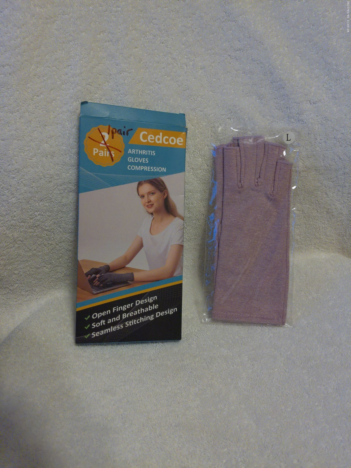 1 Pair Size Large 3.5-4″ Cedcoe Lavender Arthritis Compression Gloves New