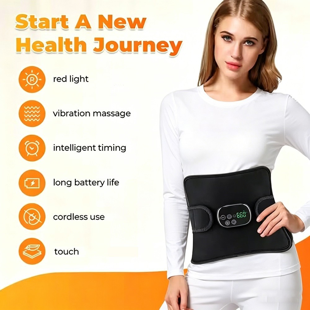 Red Light Heating Vibration Back Massager Lumbar Belt for Lower Back Pain Relief