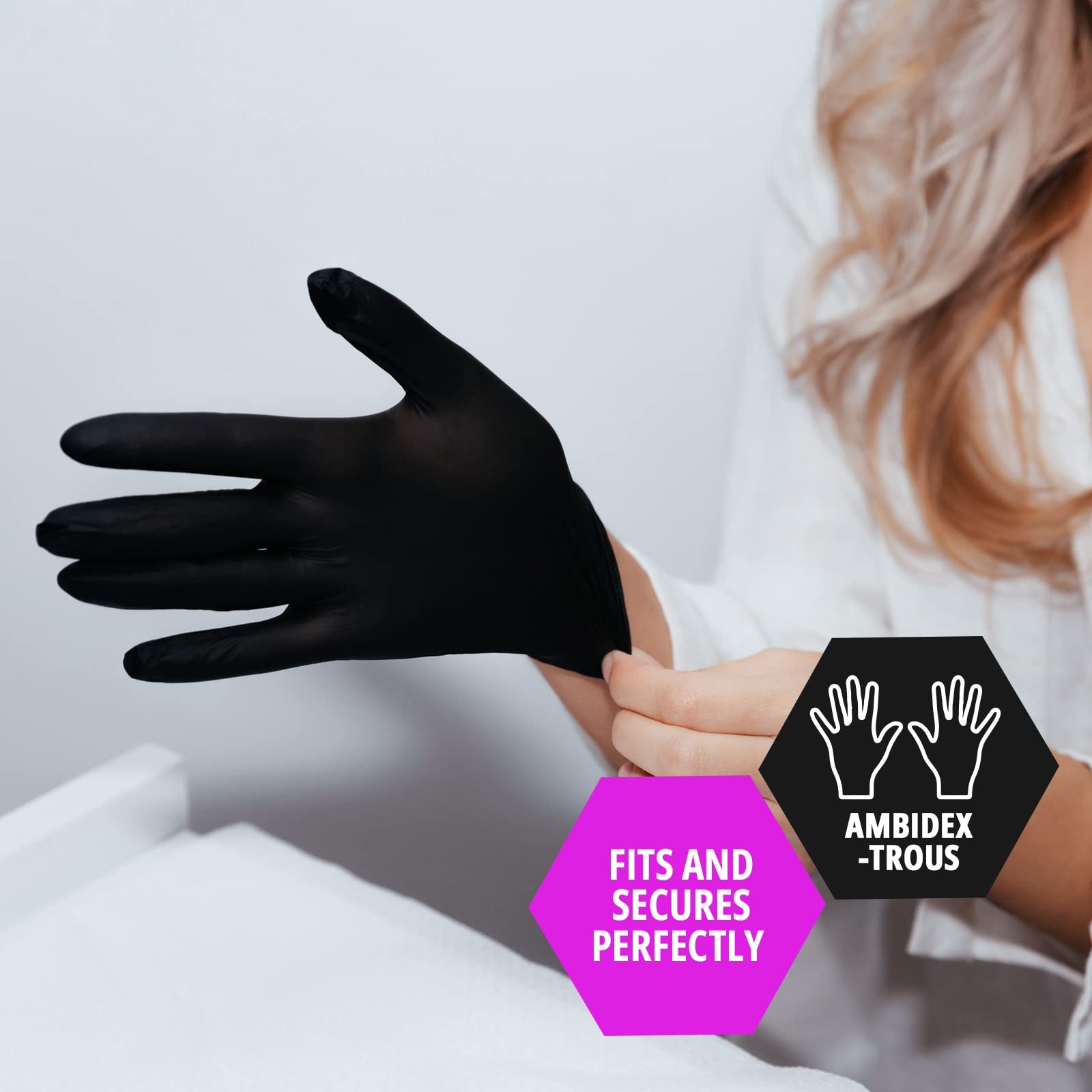 MED PRIDE Strongest Nitrile Medical Exam Gloves, 4 Large (Pack of 100), Black