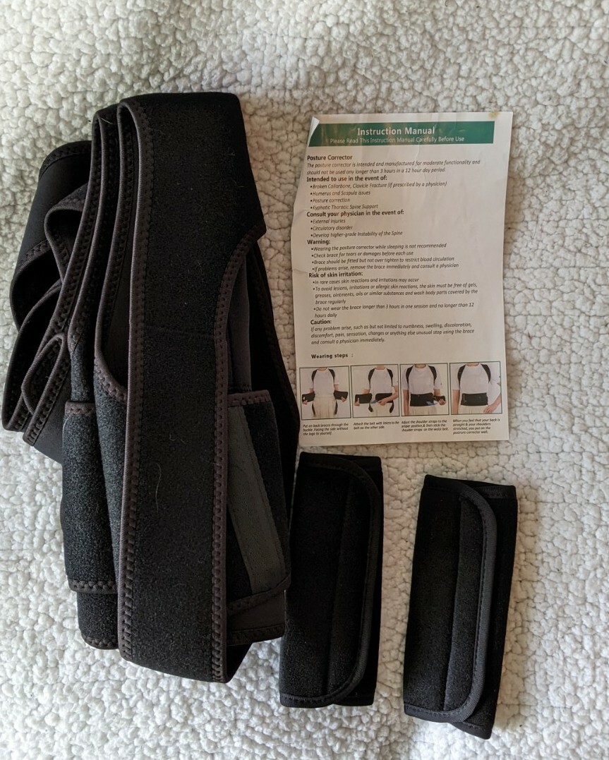 Men Women ADJUSTABLE POSTURE CORRECTOR Collarbone Shoulder Brace Belt Black