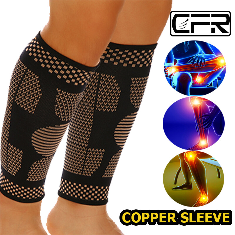 Copper Calf Sleeve Compression Brace Support Pain Relief Sport Arthritis Running