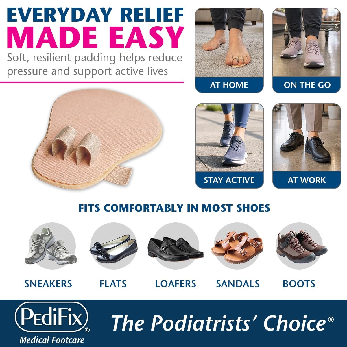 PediFix Double Toe Straightener OSFM Ball Foot Cushion Beige Pack of 2