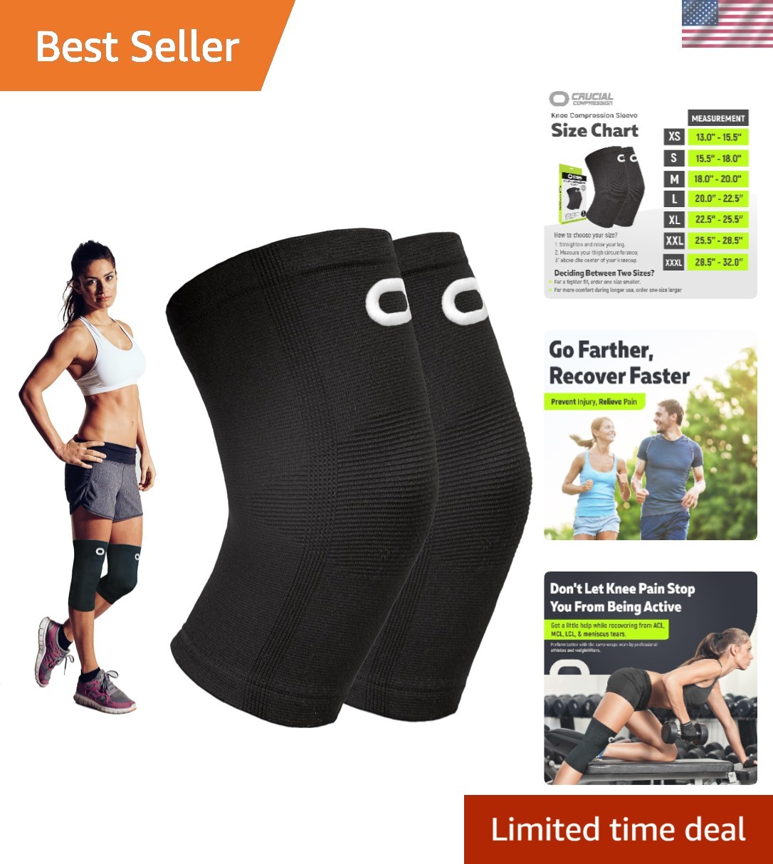 Lightweight Ergonomic Knee Brace Pair – Non-Slip Compression for Active Recovery