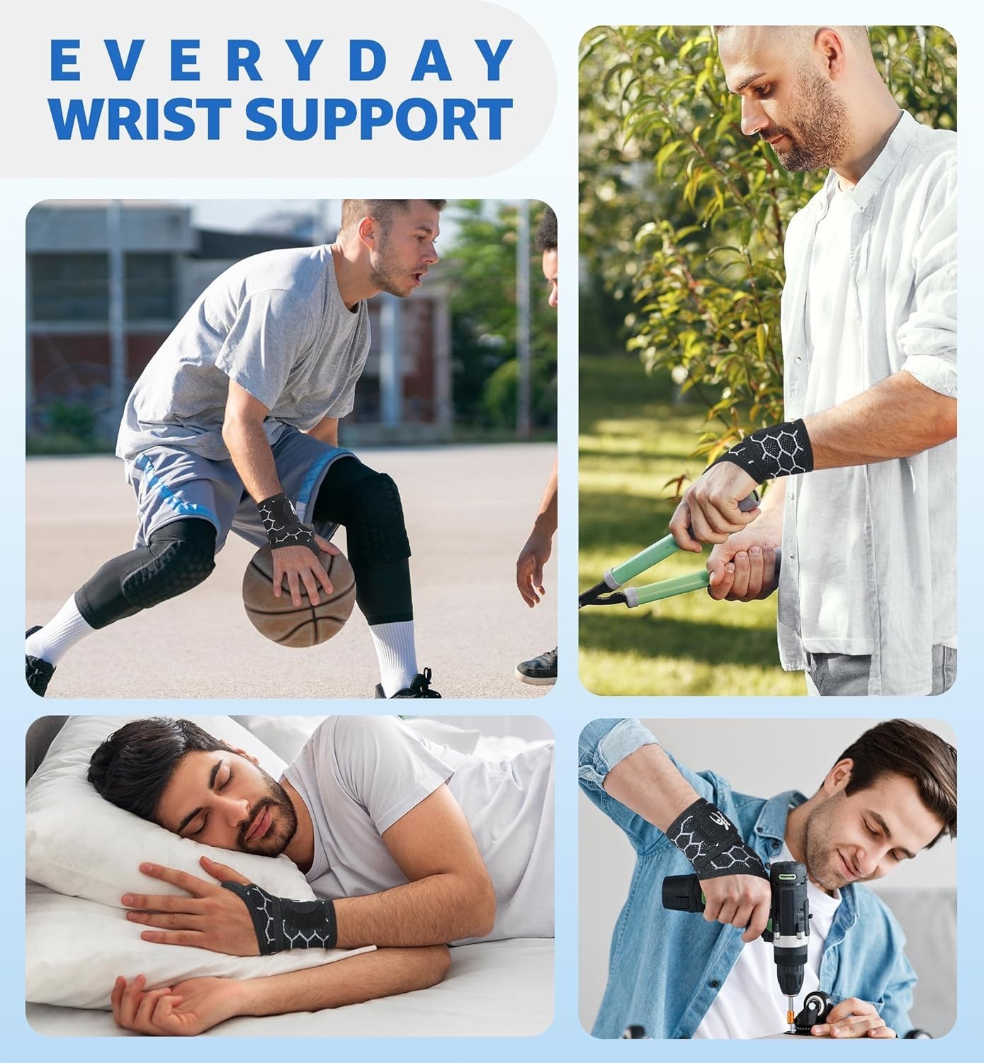 Upgraded 3D Knit Breathable Wrist Brace Wrist Wrap, Extended Length Adjustable C