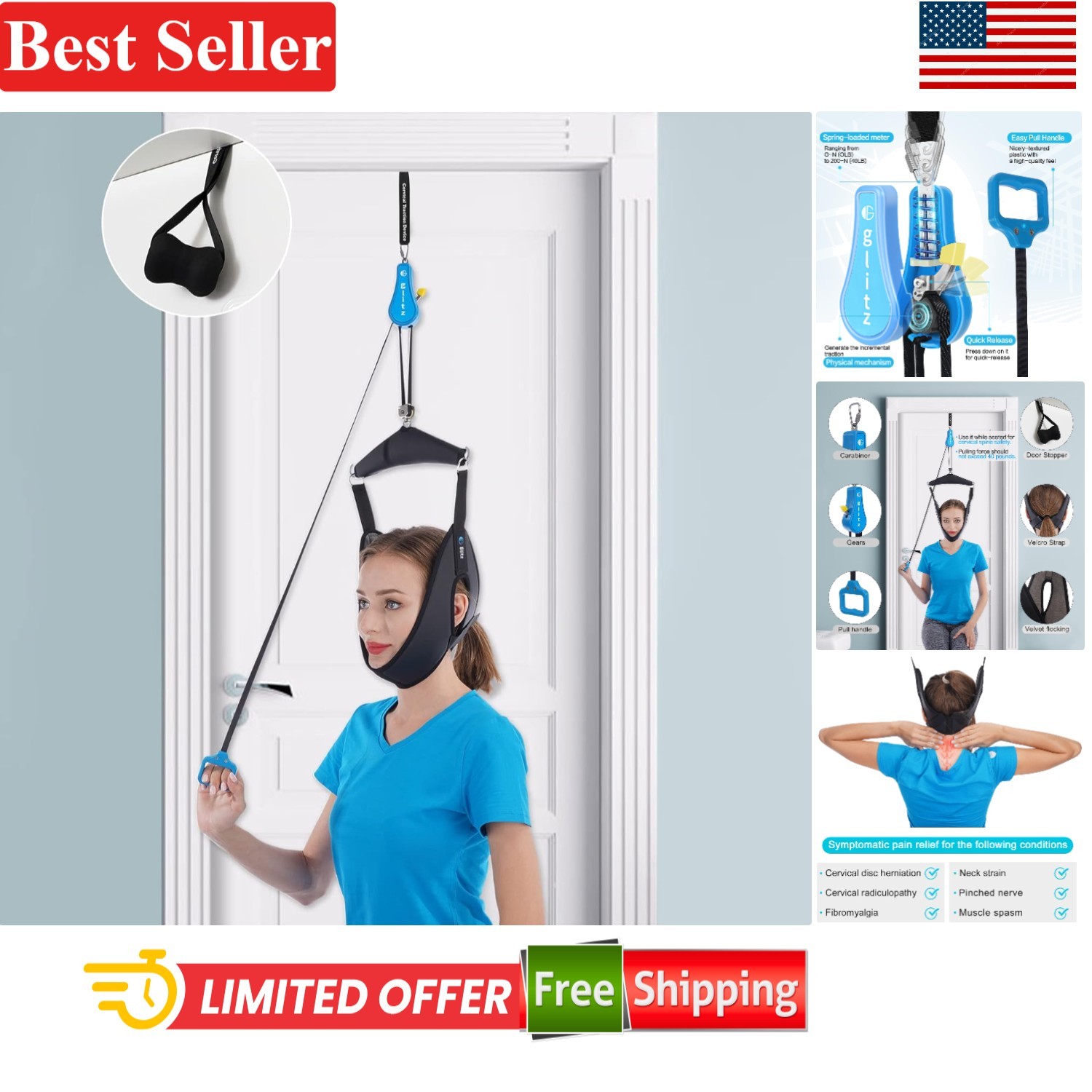 Cervical Neck Traction with Velvet Harness – Chiropractor Recommended Relief