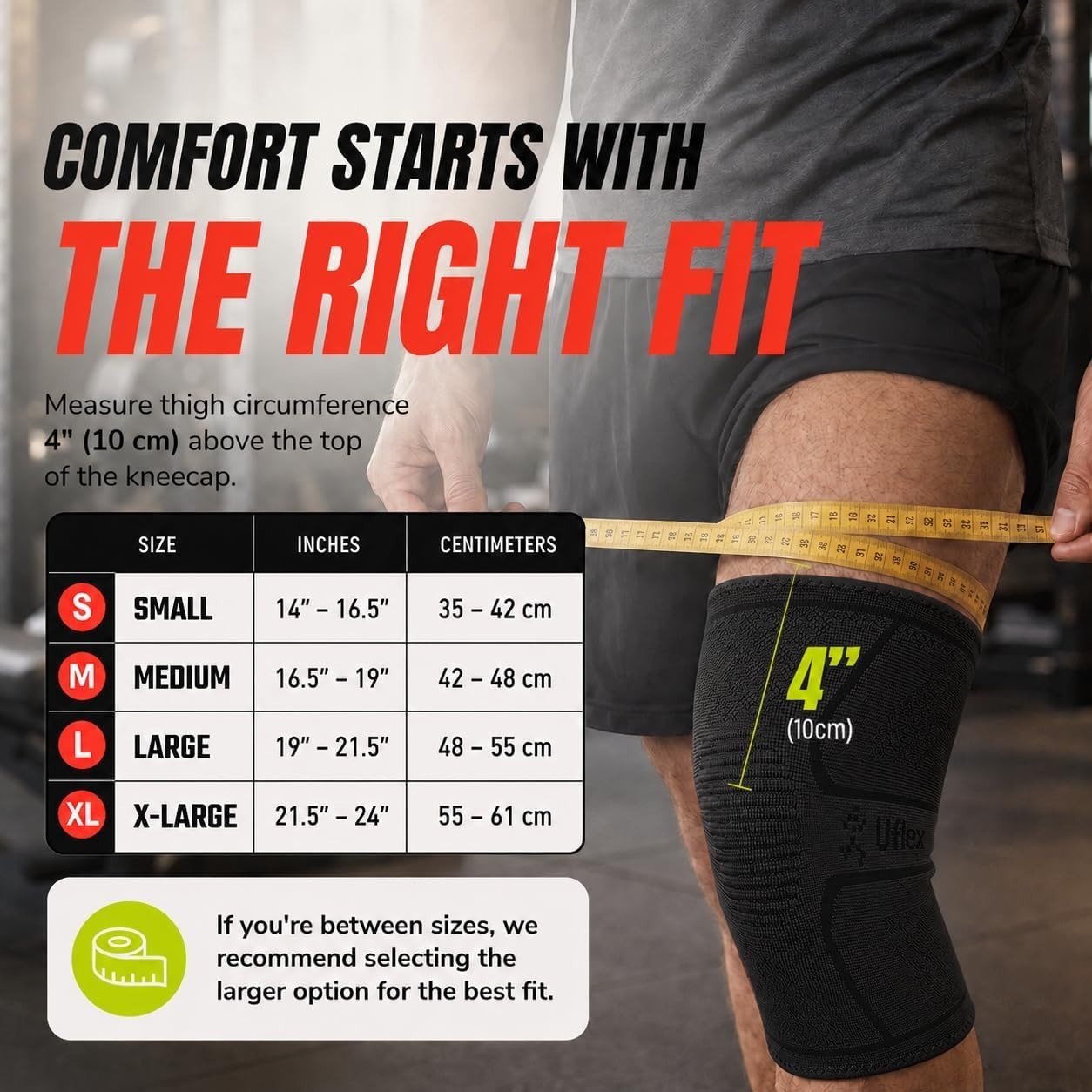 Black Knee Support Wraps with Non-Slip Grip for Enhanced Stability & Pain Relief