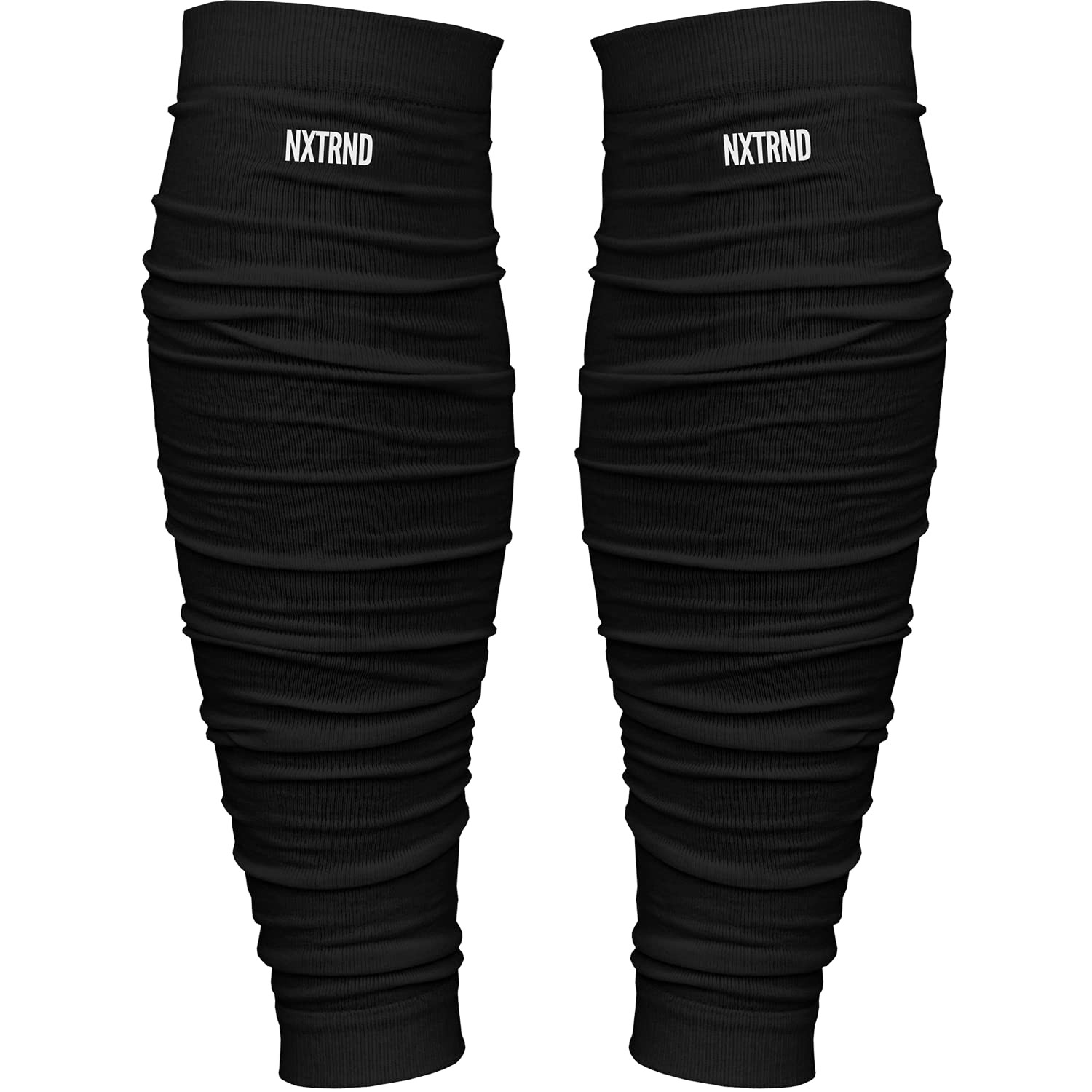 Nxtrnd Football Leg Sleeves, Calf Sleeves for Men & Boys, Sold as a Pair (Black)