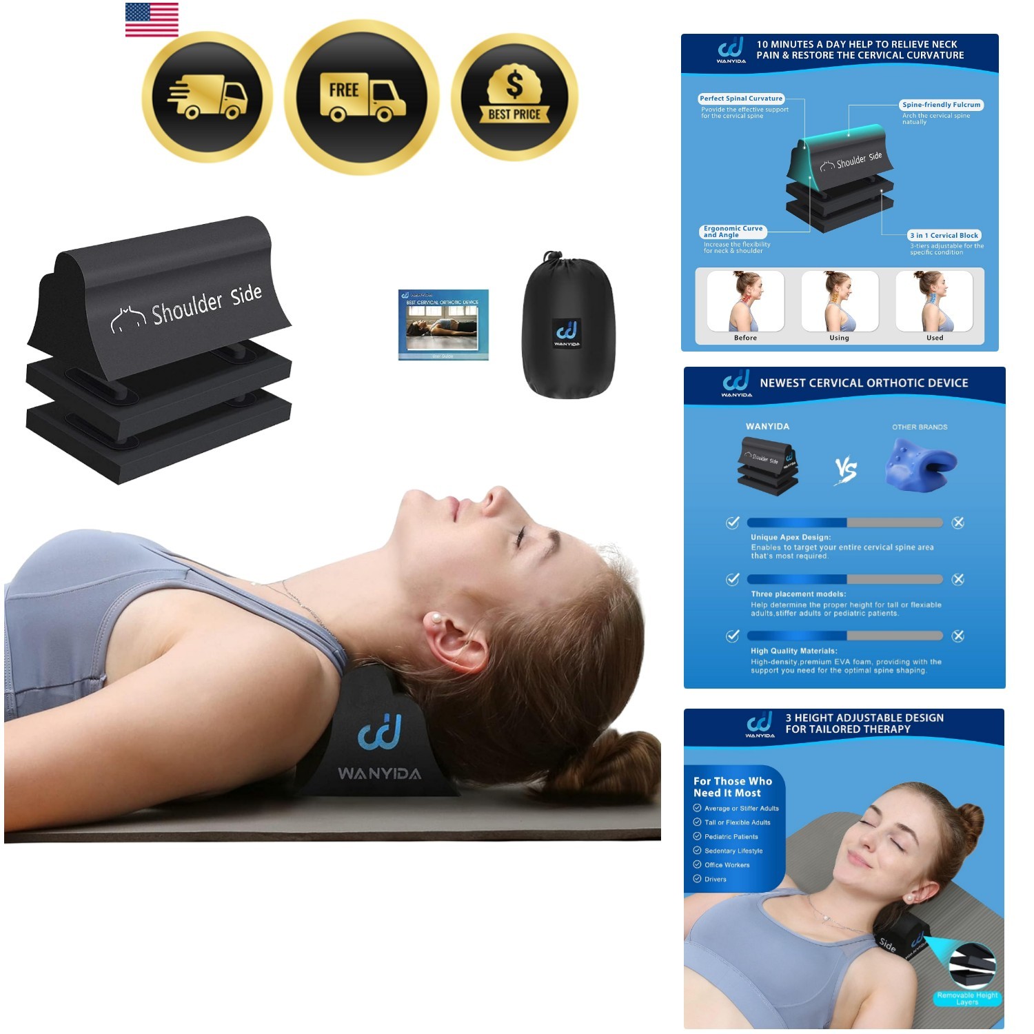 Neck and Shoulder Relaxer, Neck Stretcher Chiropractic Pillows for Pain Relie…