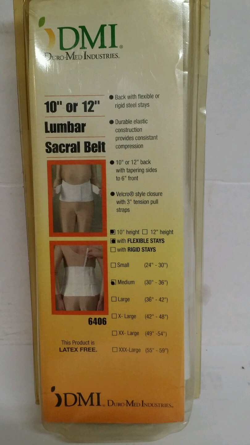Duro-Med White Lumbar Sacral Belt Flex NOS