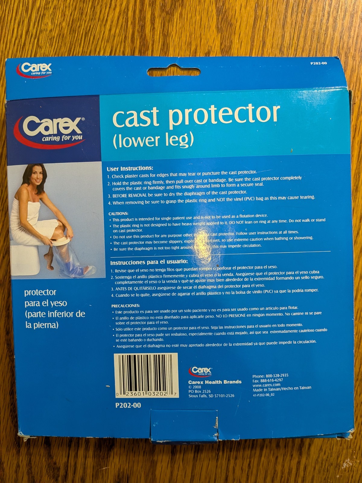 Carex Cast Protector Lower Leg 23 Inch Reusable PVC Extra Foot Room P202-00