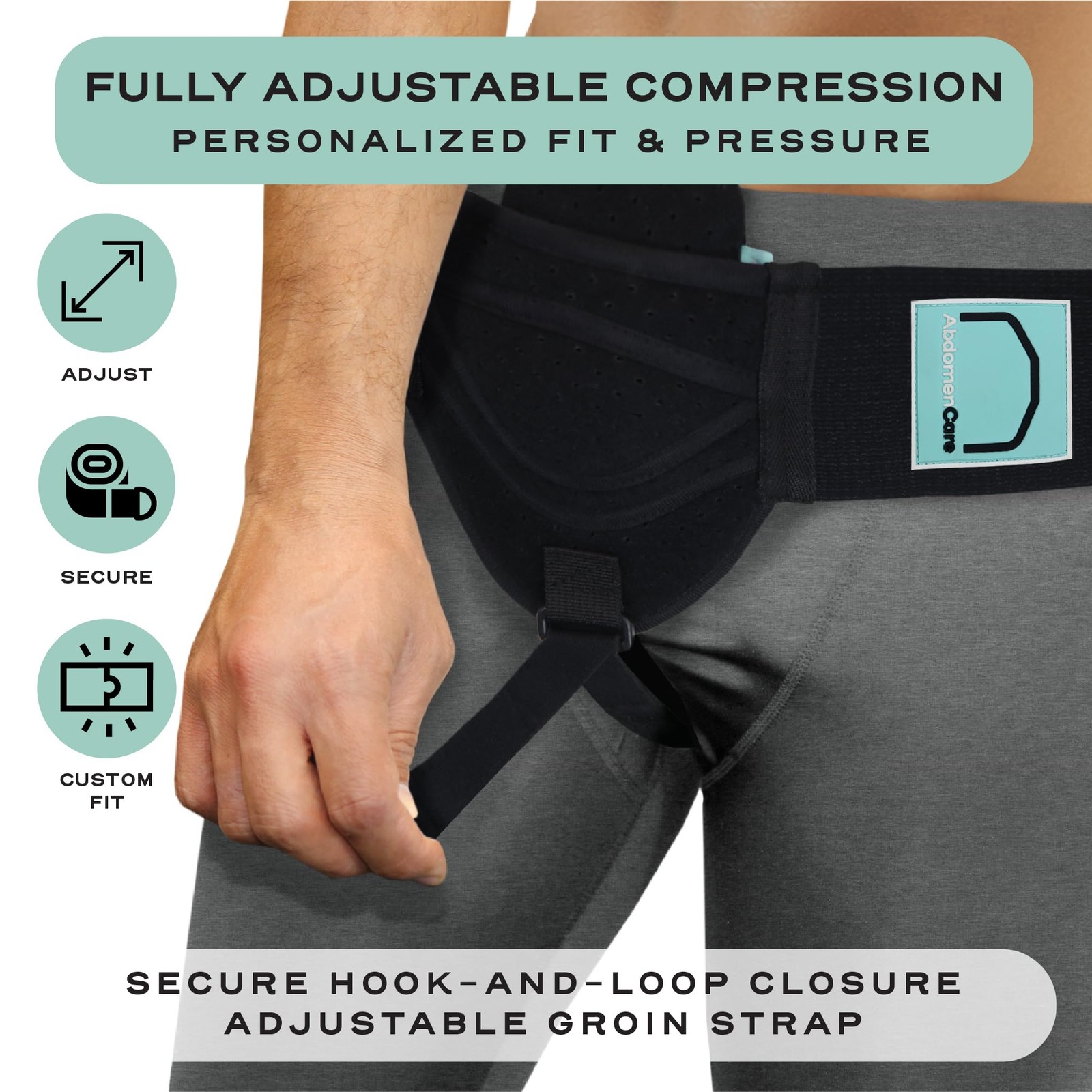 Inguinal Hernia Support Belt Men Women 2 Compression Pads Left Right Truss