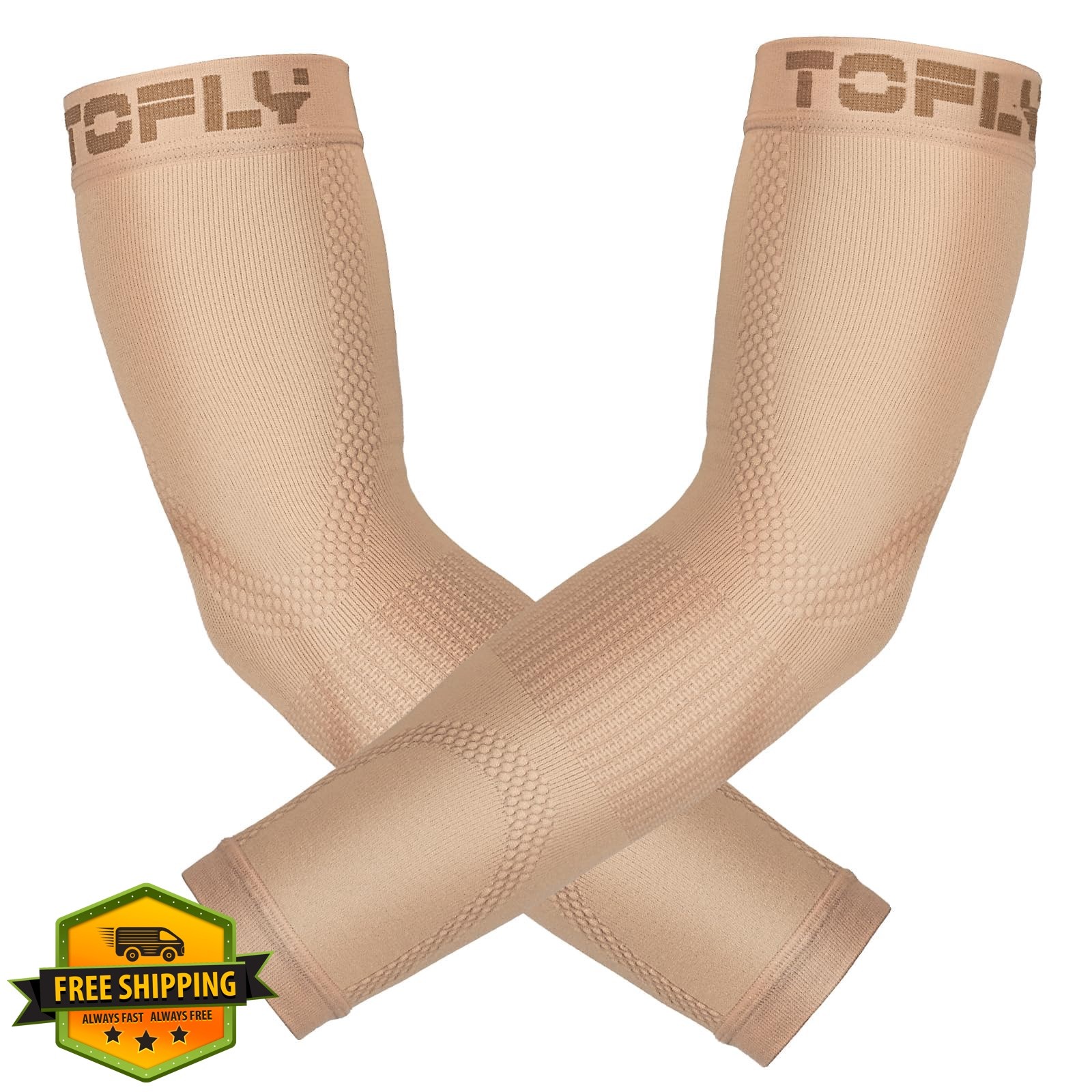 TOFLY Compression Arm Sleeves Beige S 1 Pair
