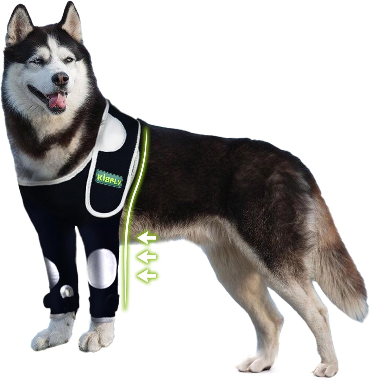 Front Dog Leg Brace for Elbow Injuries & Licking Wounds – Reflective Safety L