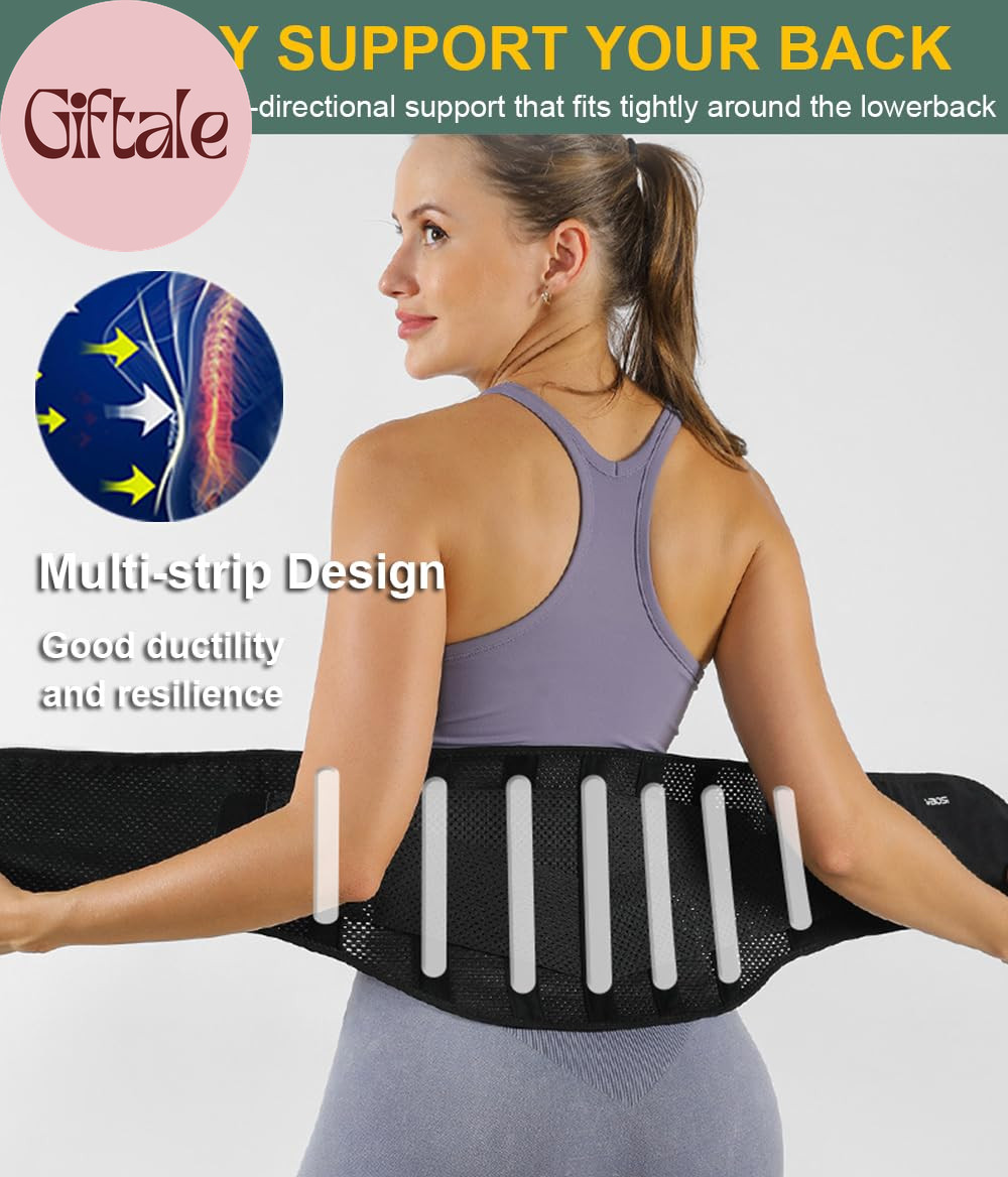 Lightweight Back Brace for Lower Back Pain Women Men, Adjustable Lumbar Support