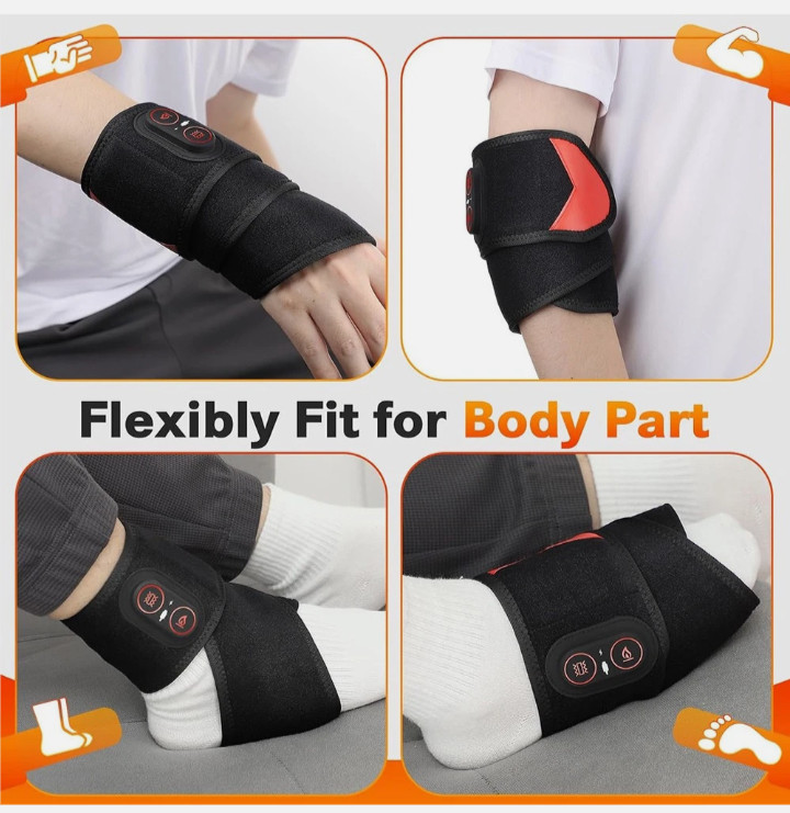 Heated Infrared Red Light Hand Wrist Arm Foot Knee Massager Cordless Pain Relief
