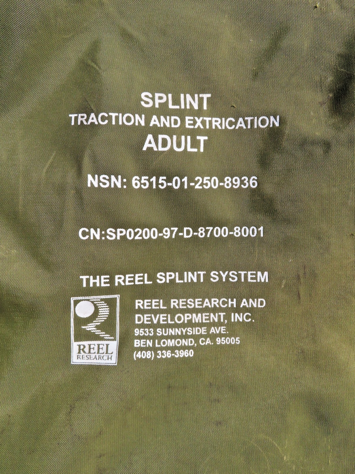 REEL Adult Traction/Extrication Splint System 8801 NSN 6515-01-250-8936 EMS