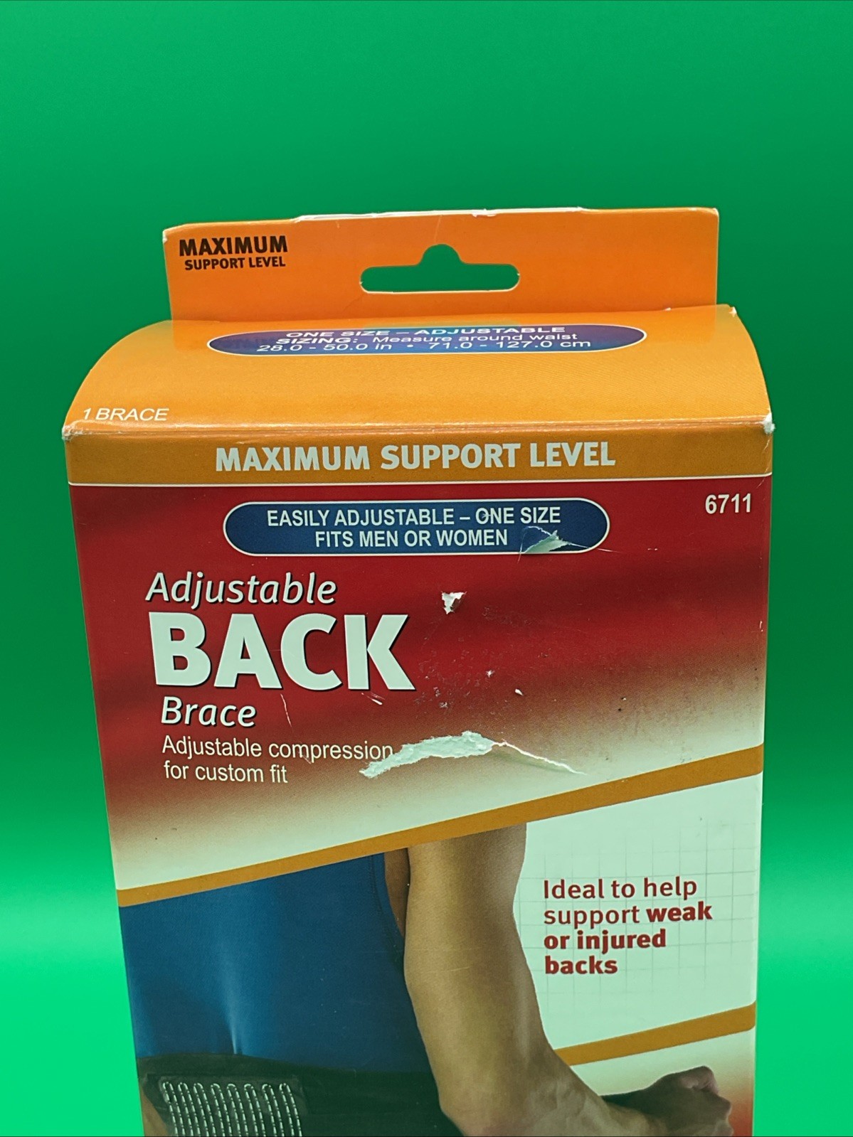 Mueller 6711 Adjustable Back Brace, Black, One Size