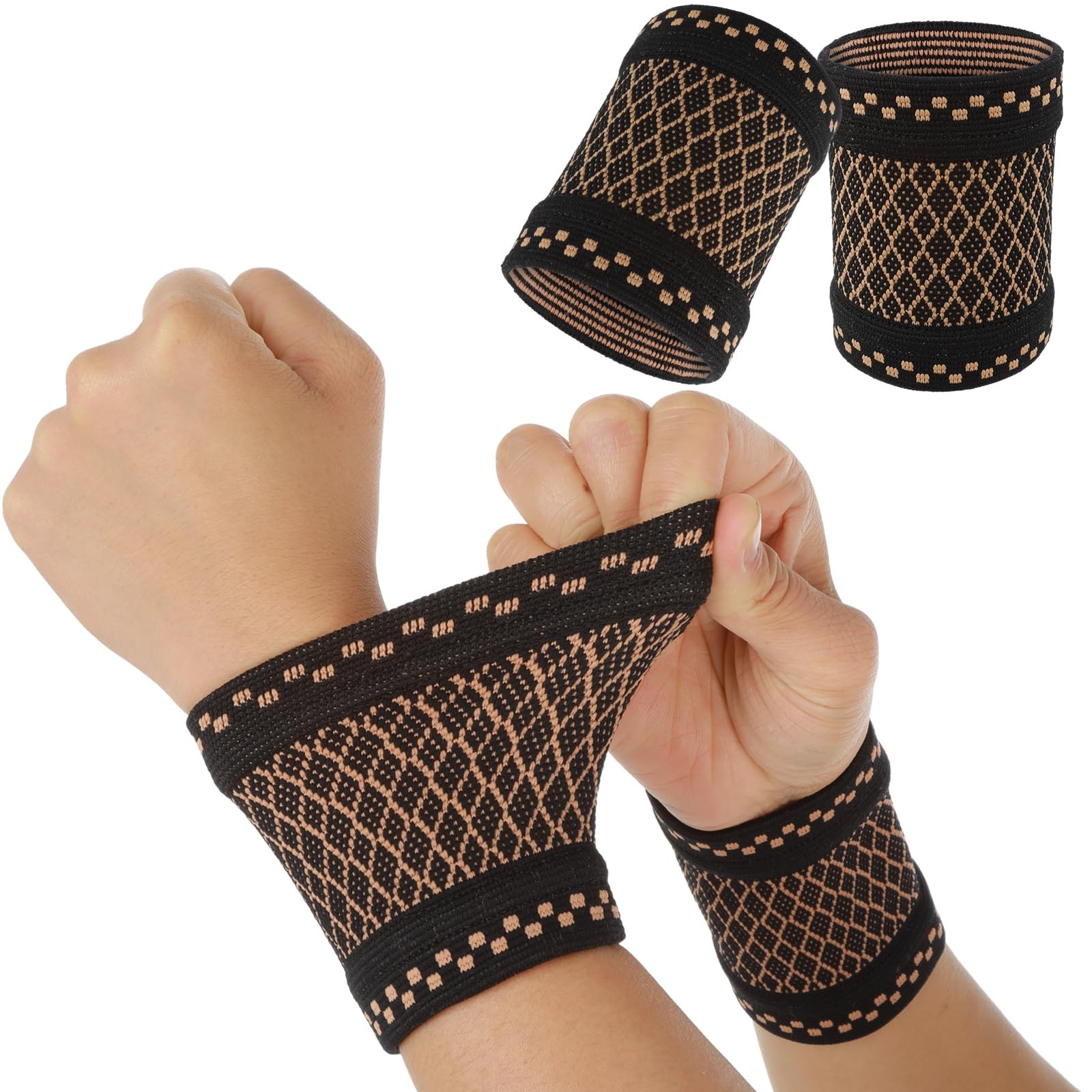 YUXIANLB Copper Wrist Compression Sleeves, 1 Pairs Wrist Brace Wrist Support for