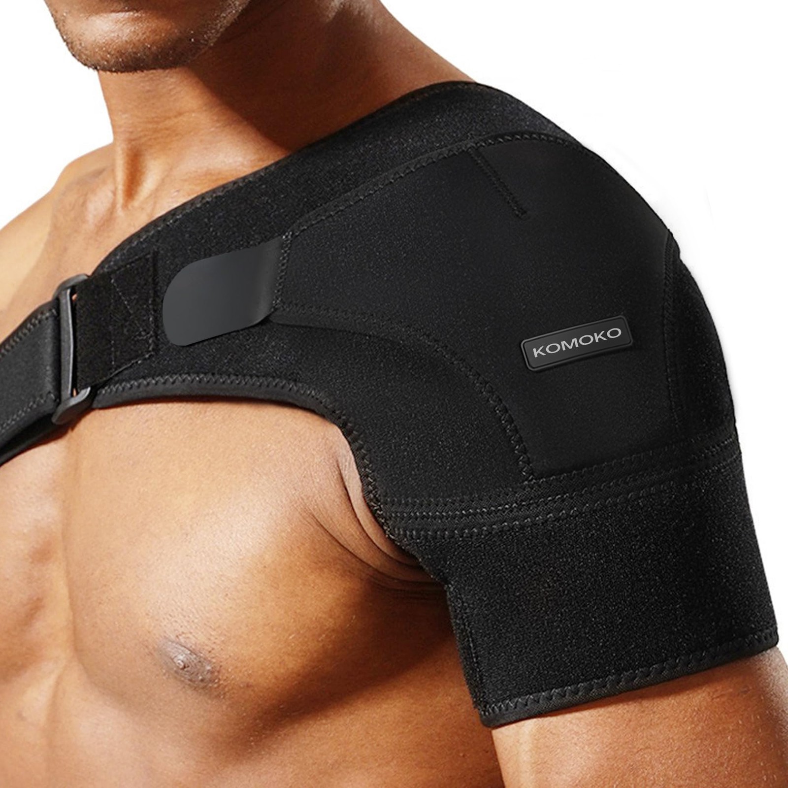 Komoko Shoulder Brace, Rotator Cuff Support Brace and Large/X-Large, Black